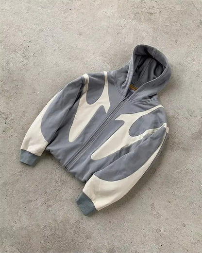 Y2K New Streetwear Hoodie Gothic Retro Three Dimensional Line Hooded Sweatshirt Men Women Hip Hop Harajuku Simple Loose Hoodie