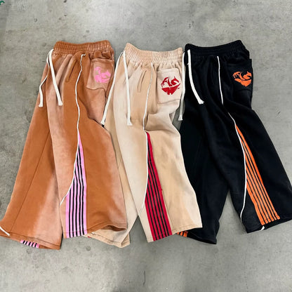 Y2K Fashion Stripes Pants New American Retro Hip Hop Men Women Jogger Drawstring Sweatpants Oversize Cargo Trousers Streetwear